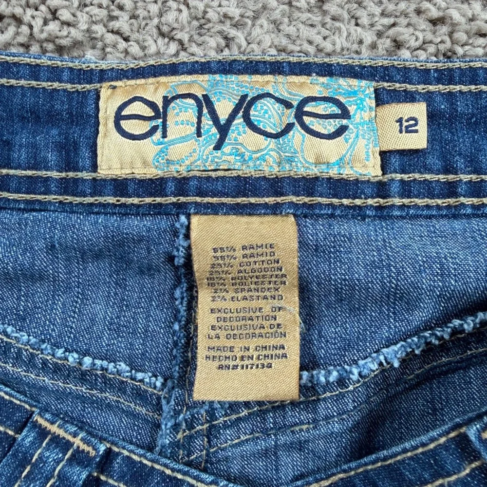 Enyce Denim Mini Skirt Rhinestone Graphic 12 girls Y2K hip hop retro edgy blue